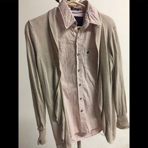 Red pin stripe shirt